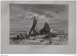 Pêche Dans Le Sund, Au Large D'Elseneur -  Page Original 1879 - Documentos Históricos