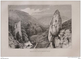 Ilam-Rock Dans Le Dovedale  -  Page Original 1879 - Documents Historiques