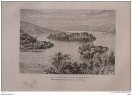 Lac Katrine - Ellen's Isle - Vue Prise Du Silver Strand -  Page Original 1879 - Documents Historiques