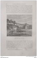 Pont Suspendu Sur La Menai -  Page Original 1879 - Documents Historiques