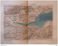 Edimbourg (Edinburgh) Et Le Golfe De Forth -  Carte Original En Couleur 1879 - Documenti Storici