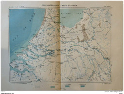 Cours Inférieur De La Meuse Et Du Rhin -  Carte Original En Couleur 1879 - Historische Documenten