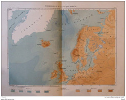 Profondeurs De L'Atlantique Boréal -  Carte Original En Couleur 1879 - Historische Documenten