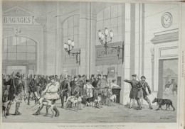 Le Départ Des Chasseurs Parisiens (aspect De La Gare D'Orléans) - Page Original  1879 - Stiche & Gravuren