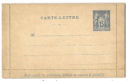 Carte-lettre Type Cérès - 90-CL3 Bleu Sur Paille - Piquage A -  Avec Avis "Pour Ouvrir " Sur La Bandelette - 1876-1898 Sage (Type II)