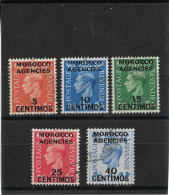 MOROCCO AGENCIES  SPANISH CURRENCY 1951 -  1952 SET SG 182/186 FINE USED Cat £70 - Morocco Agencies / Tangier (...-1958)
