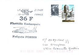 ENVELOPPE AVEC CACHET FREGATE FORBIN - FLOTTILLE 36F EMBARQUEE - LE 15/07/09 - BEAU TIMBRE - Seepost