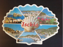 CARTOLINA FORMA CONCHIGLIA 2004 ITALIA NAPOLI ISOLA ISCHIA SALUTI VEDUTINE Italy Postcard ITALIEN Ansichtskarten - Gruss Aus.../ Grüsse Aus...