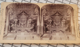 L'intérieur D'un Temple De Bouddha, Omori, Japon. Underwood Stéréo - Stereoscopi