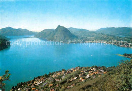 12649198 Lugano Lago Di Lugano Panorama Del Monte Bre Con Ponte Di Melide E Cast - Other & Unclassified