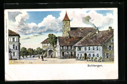 Künstler-AK Ludwig Zorn: Schliengen, Strassenpartie Mit Gasthaus Zur Sonne  - Other & Unclassified