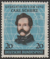 BRD: 1952, Mi. Nr. 155, 20 Pfg. 100. Jahrestag Der Landung Von Carl Schurz In Amerika. **/MNH - Unused Stamps
