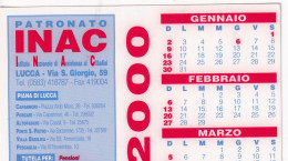 Calendarietto - Patronato INAC - Lucca - Anno 2000 - Tamaño Pequeño : 1991-00