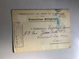 Franchise Militaire.carte Lettre Verneuil Sur Avre - Documents