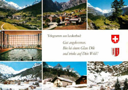 12647701 Leukerbad Gesamtansicht Mit Alpenpanorama Hallenbad Loeche-les-Bains - Altri & Non Classificati