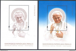 2014 Polonia, Canonizzazione Giovanni Paolo II 2 BF Congiunta  MNH ** - Emissioni Congiunte