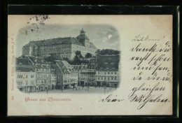 Mondschein-AK Weissenfels, Strassenpartie Mit Schloss  - Weissenfels