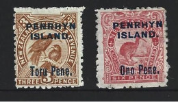 Penrhyn Island 1903 Overprints On NZ 3d & 6d Singles FM - Penrhyn