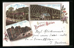 Lithographie Baden-Baden, Blick Auf Fischcultur, Trinkhalle Und Friedrichsbad  - Baden-Baden