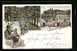 Lithographie Baden-Baden, Konversationshaus U. Musikkiosk, Lichtentaler Allee  - Baden-Baden