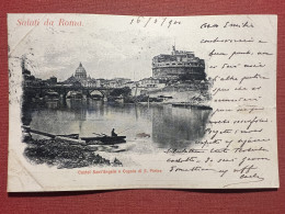 Cartolina - Saluti Da Roma - Castel Sant'Angelo E Cupola Di S. Pietro - 1901 - Sonstige & Ohne Zuordnung