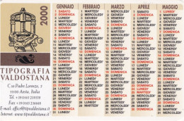 Calendarietto - Tipografia Valdostana - Aosta - Anno 2000 - Tamaño Pequeño : 1991-00