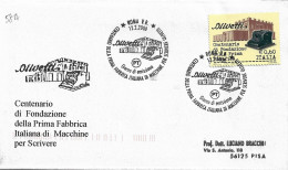 Fdc Ditta Ignota: MACCHINE DA SCRIVERE OLIVETTI (2008); No Viaggiata; Annullo Speciale Roma - FDC