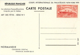 Entier - Carte Postale 299-CP1 - Année 1939 - Paquebot Normandie - - Briefe U. Dokumente