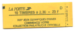 France Carnet N° 2614-C6A ** JO Hiver, Lettre D, Conf. 8 - Andere & Zonder Classificatie