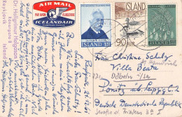 ICELAND - AIRMAIL POSTCARD 1961 - DÖBELN/GDR  / 7010 - Lettres & Documents