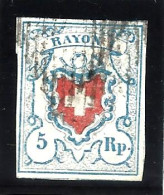 SUISSE - 1850 - Y&T N° 14a - Rayon I - BLEU CLAIR - GUT GERANDET -  - 1843-1852 Federal & Cantonal Stamps