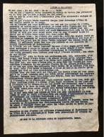 Tract Presse Clandestine Résistance Belge WWII WW2 'Lettre à Ma Patrie' (10 Mai 1940 - 10 Mai 1941 - Un An ... Déjà!...) - Documenti