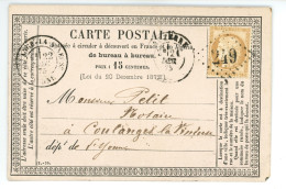 CARTE PRECURSEUR Pour Notaire PETIT à COULANGES LA VINEUSE 89 YONNE De MATRAT Restaurateur Porte Du Temple à AUXERRE - 1849-1876: Classic Period