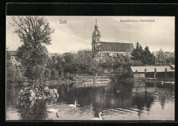 AK Suhl, Kreuzkirche Und Herrenteich  - Suhl