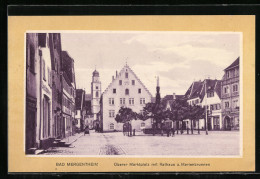 AK Bad Mergentheim, Oberer Marktplatz Mit Geschäften, Rathaus Und Marienbrunnen  - Bad Mergentheim