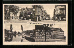 AK Gütersloh, Strasse Am Kirchplatz, Berlinerstrasse, EV. Gymnasium  - Gütersloh