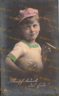 Postcard - 1920/30 - 9x14 Cm. | Fancy. Boy With Cigarette In Hand - Greek Writing On The Back. * - Männer