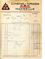 FACTURE.MARSEILLE.CINÉMA-TIRAGE A.B.V. 15 QUAI DE RIVE NEUVE. - Otros & Sin Clasificación