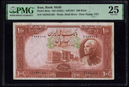 Iran 100 Rials 1942 P-36Ae Shah Reza PMG 25 VF Banknote - Iran