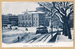 30234 / Schweiz GENEVE La Place NEUVE En Hiver 1900s Cppub Publicité Maison BENOISTON Rue Du Temple PARIS IIIe ATAR  - Altri & Non Classificati