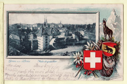 30130 / Suisse - Berne GRUSS BERN NIDECKQUARTIER 21.07.1901 Héraldique Gauffré Kt BERN ¤ ZUBEK SWITZERLAND - Otros & Sin Clasificación