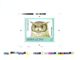 1992 Sierra Leone Animals Birds Raptors Spotted Eagle Owl Bubo Africanus - Rare Imperf Proof Essay Trial - Andere & Zonder Classificatie