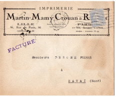 Enveloppe à En-Tête Imprimerie MARTIN-MAMY LILLE PARIS - 1921-1960: Modern Tijdperk