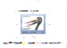 1992 Sierra Leone Animals Birds Raptors Saddlebill Stork Ephippiorhynchus Senegalensis - Rare Imperf Proof Essay Trial - Other & Unclassified