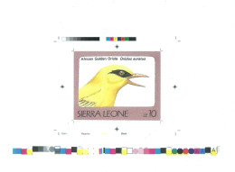 1992 Sierra Leone Animals Birds Raptors African Golden Oriole Oriolus Auratus - Rare Imperf Proof Essay Trial - Autres & Non Classés