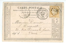 CARTE PRECURSEUR Commande De FAVET De LA FERTE SOUS JOUARRE 77 Pour Darrasse Droguiste à Paris Année 1874 - 1849-1876: Période Classique