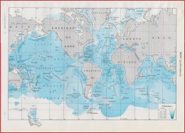 Mer. Carte Des Courants Marins Chauds Et Froids, Limite Des Glaces. Carte Des Profondeurs Des Mers. Larousse 1948. - Documents Historiques