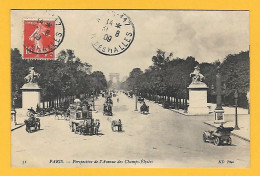 CPA PARIS VIII -  Avenue Champs-Elysées 1909 -  Diligence à Chevaux - Otros & Sin Clasificación