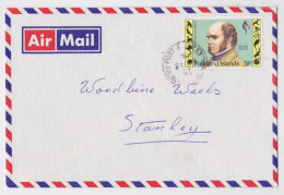 Falkland Islands Lettre Timbre The Voyage Of Charles Darwin Stamp Air Mail Cover - Falkland