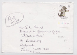 Falkland Islands Lettre Timbre Chaton Kitty Stamp Air Mail Cover - Islas Malvinas